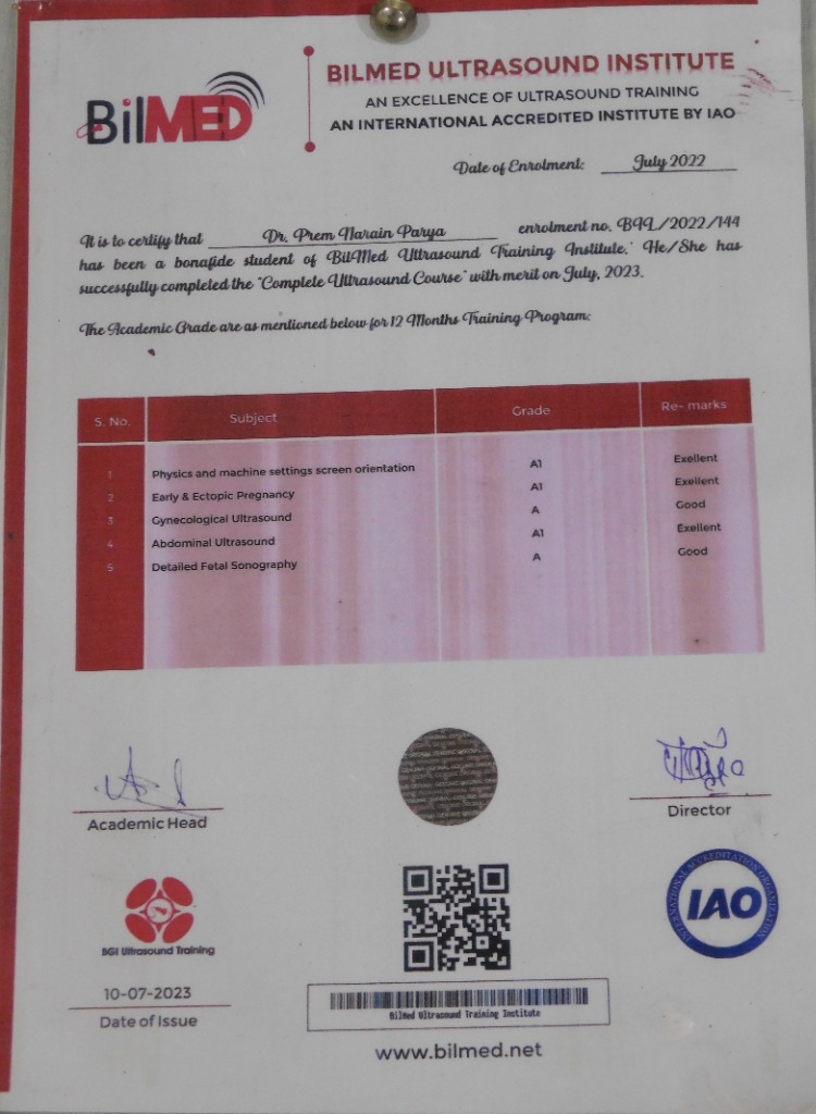 BilMed Ultrasound Training Certificate