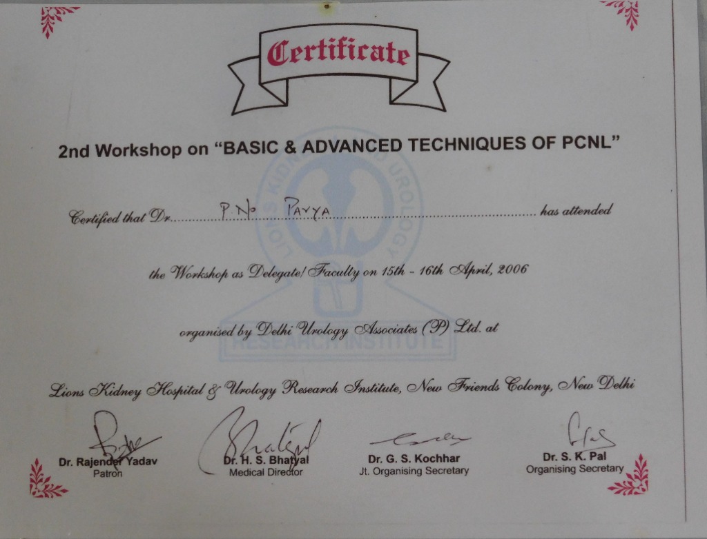 PCNL Workshop Certificate