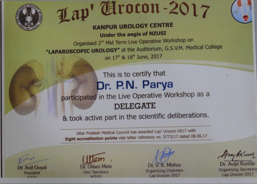 Lap Urocon-2017 Certificate of Participation