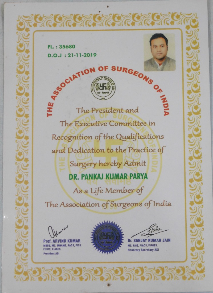 ASI Life Membership Certificate 2019