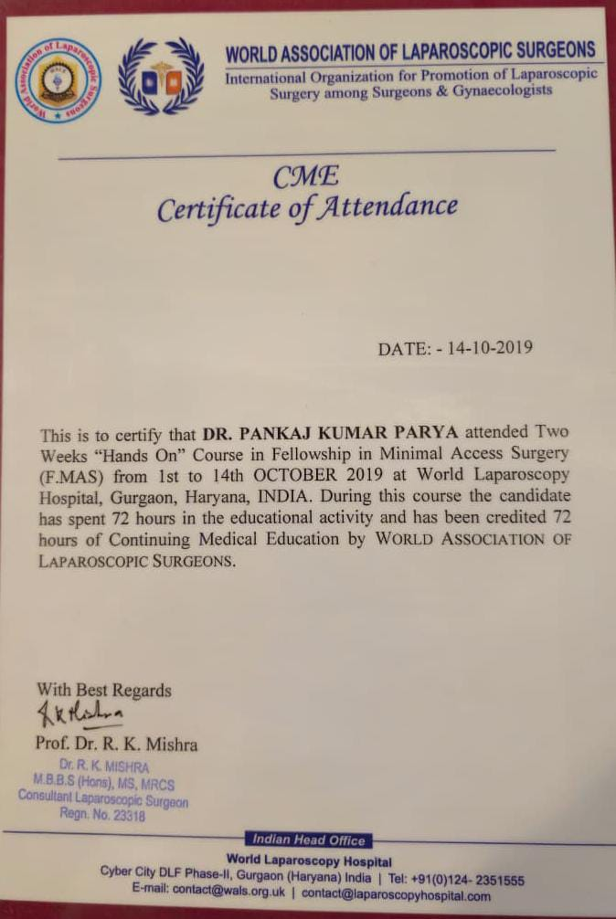 WALS CME Attendance Certificate