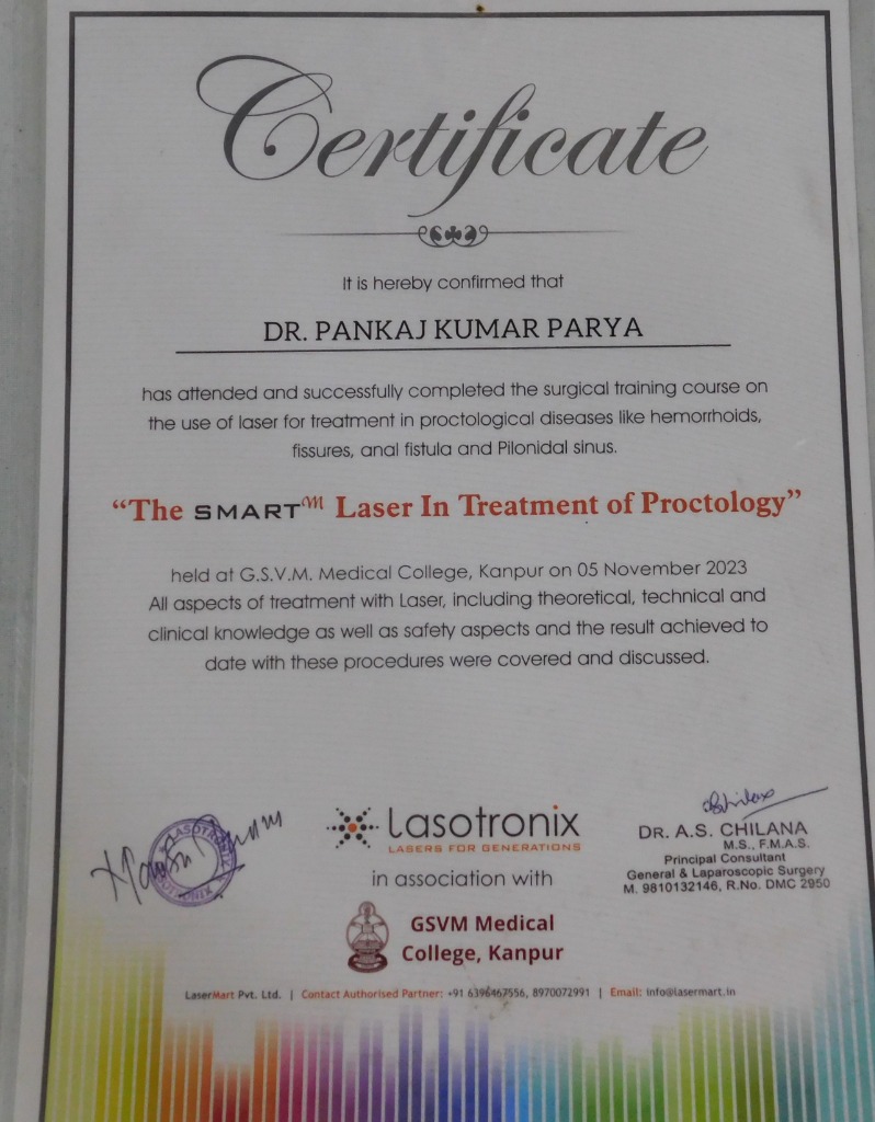 Laser Proctology Surgical Training Certificate